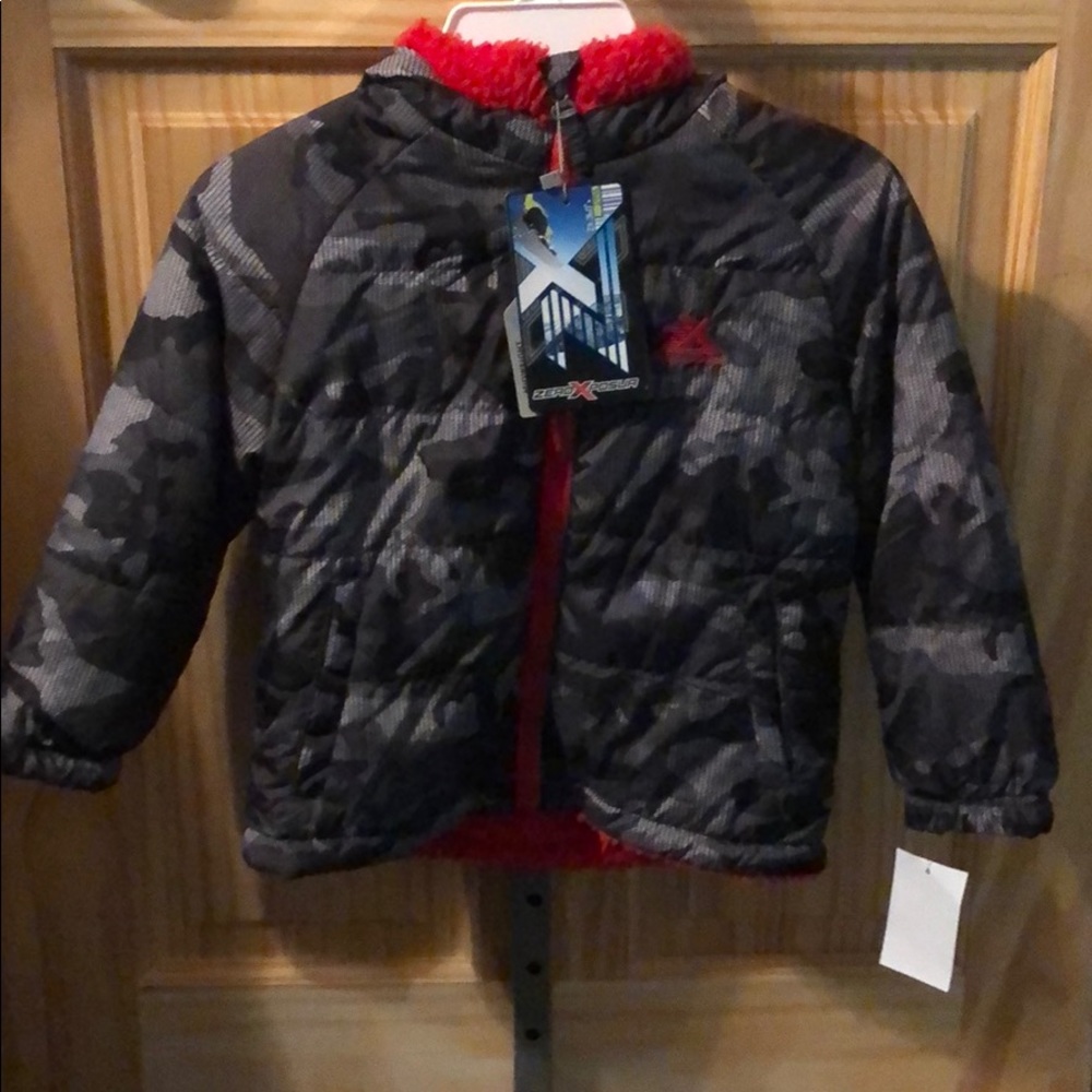 Black and Grey Camouflage Jacket with Hood